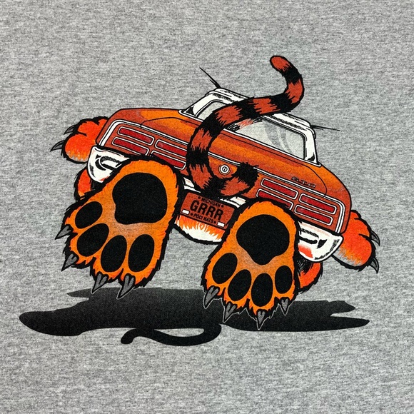 Vtg Pontiac GTO Cheetah Mens T-Shirt XL Y2K Double Sided Grey Hot Rod B7 - Picture 5 of 9